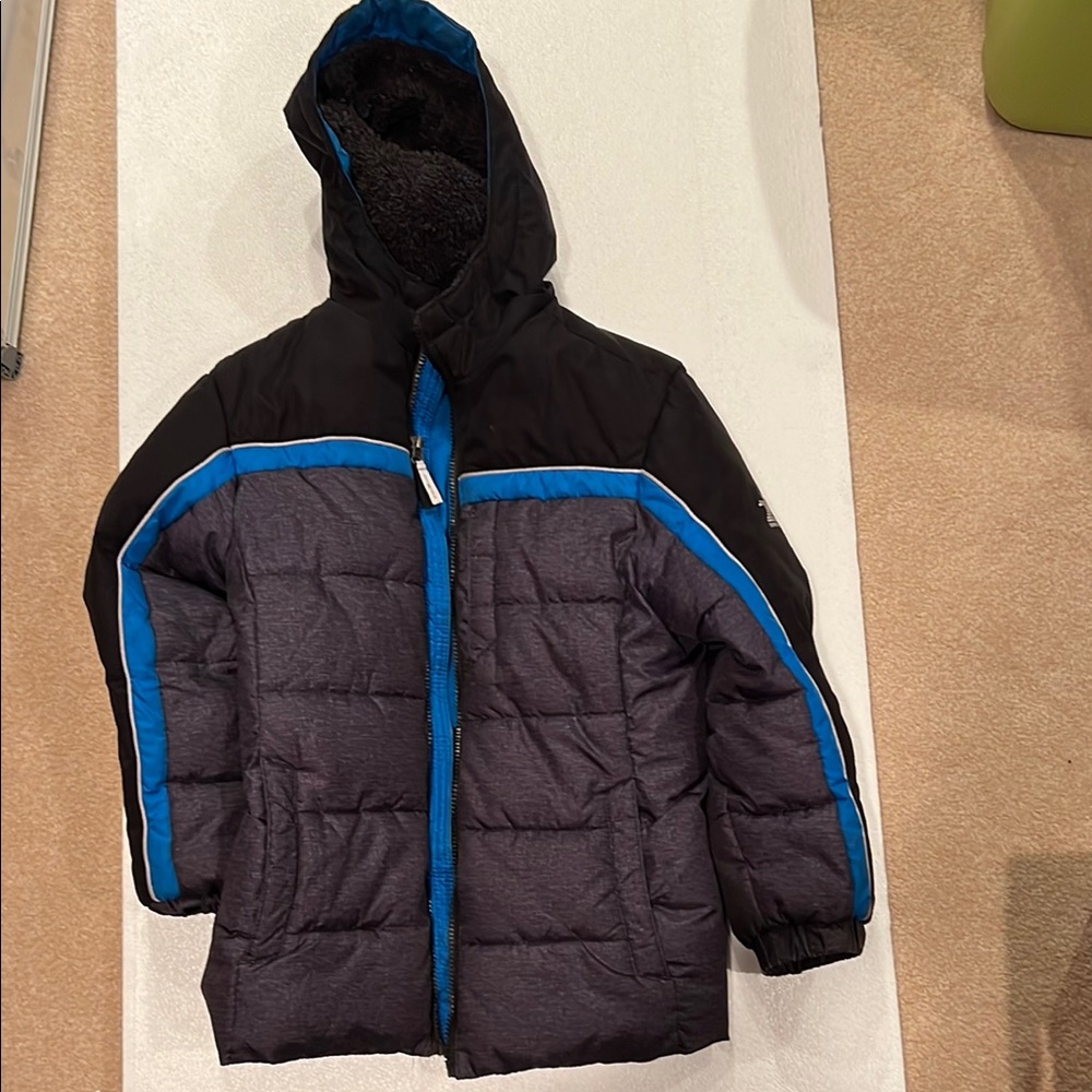 Kids Black and Blue Puffer Jacket